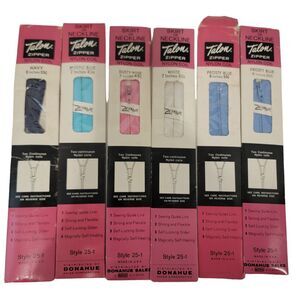 Vintage Talon Neckline Zipper Nylon Coil Lot Of 6 Assorted Colors And Sizes
